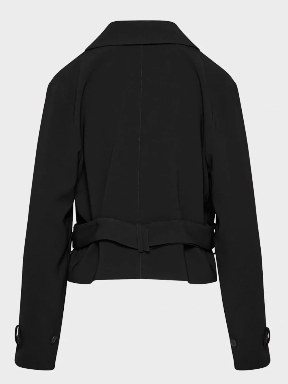 Babaton Black Tie-Waist Cropped Blazer Jacket